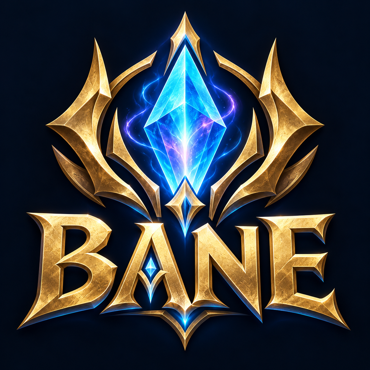 BANE emblem: a blue nexus crystal in a golden crest